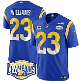 Men's Los Angeles Rams #23 Kyren Williams Blue 2024 NFC West Champions With 4-Star C Patch F.U.S.E. Vapor Untouchable Stitched Jersey,baseball caps,new era cap wholesale,wholesale hats